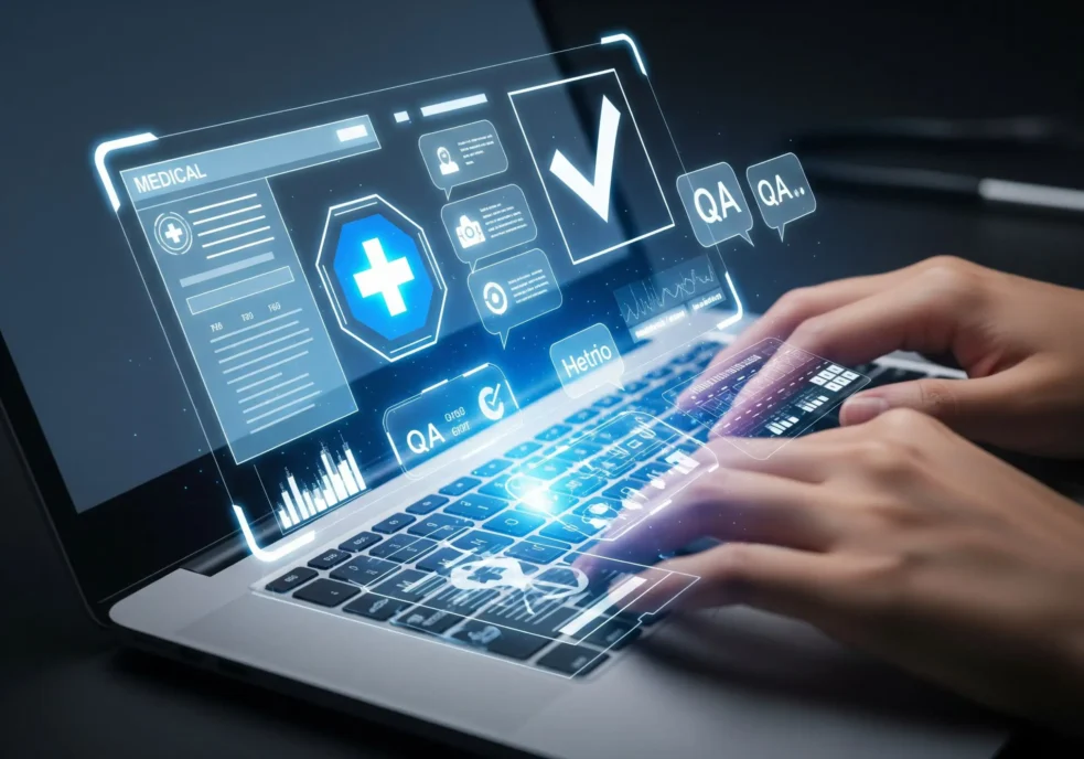 AI-enabled medical device software interface illustrating FDA PCCP guidance for controlled algorithm updates