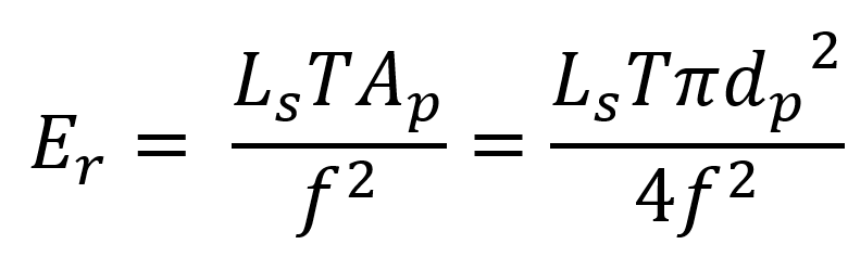 Equation: 
Er = LsTAp over f squared = LsTpidp squared over 4f squared