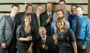 Nominees celebrate with Scott Phillips. (L-R) Paul Charlebois, Mark Drlik, Kenneth MacCallum, Bob Magyar, Mike Sanders, Julian Grove, Vesna Janic, Shawn Greig, Aaron Phillipson, Sheila McQueen