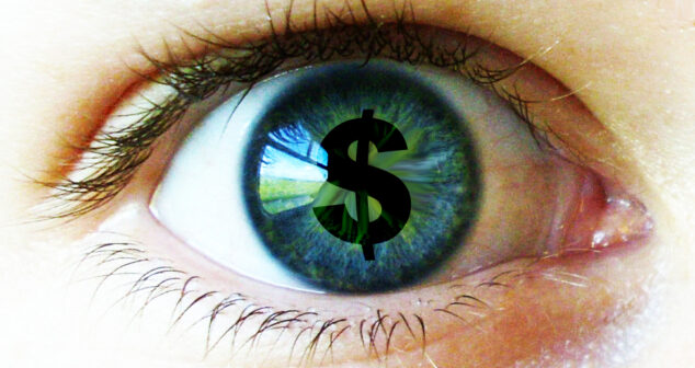 Medical Device Investment Accessibility: close up of an eye with a dollar sign reflected in the iris