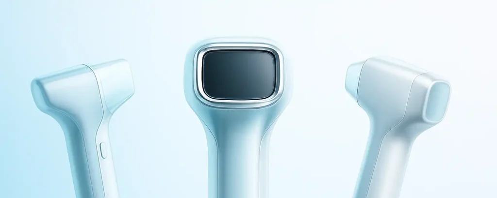 High-fidelity handheld medical device concept created through generative AI prototyping tools.