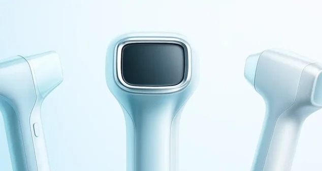 High-fidelity handheld medical device concept created through generative AI prototyping tools.