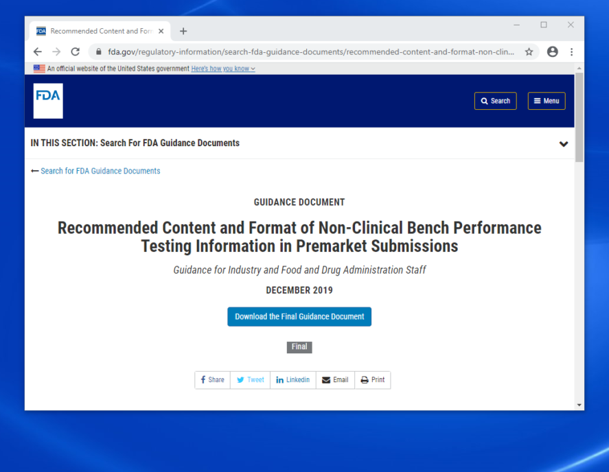 Non-Clinical Bench Performance Testing Information