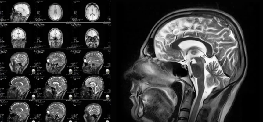 Examples of different cross-section views of a human brain from an MRI that can guide treatments