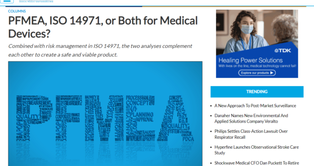 PFMEA ISO 14971 or Both for Medical Devices?