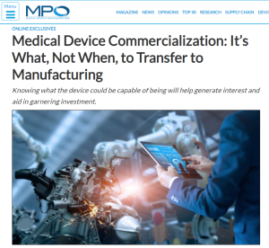 Medical Device Commercialization Manufacturing Transfer