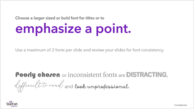 Slide depicting different typographies.