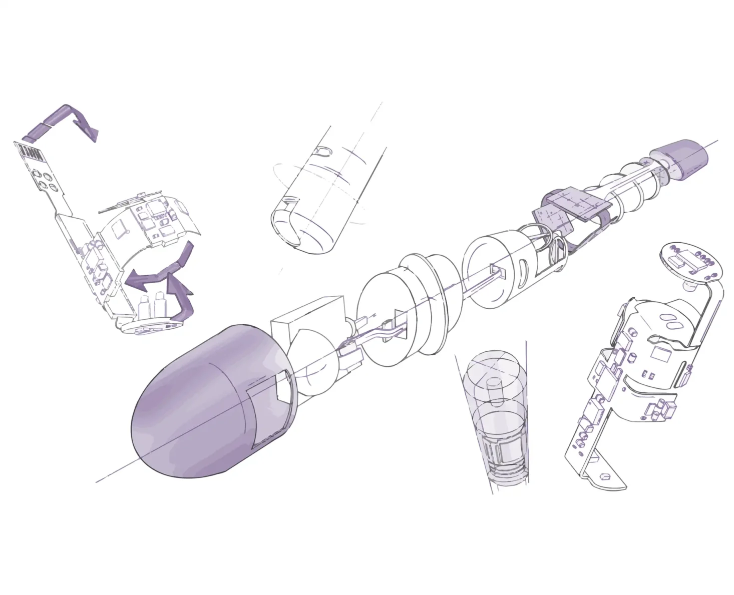 collage of medical device product sketches