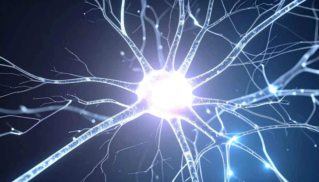 Stylized neuron regeneration connection imagery
