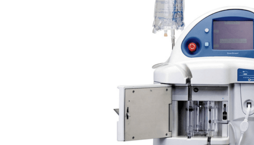 Side view of the TherOx AO oxygenation system showing the treatment chamber, tubing connections and control interface.