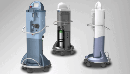 Three TherOx AO System units in different color schemes displayed side by side to show design variations and configuration options.