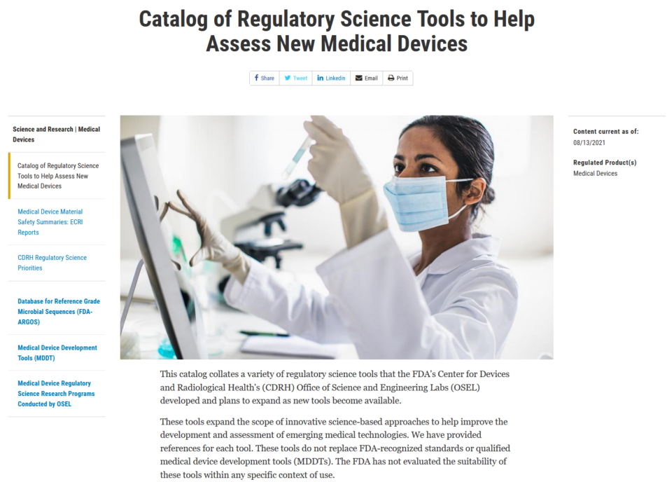 Regulatory Science Tools Review