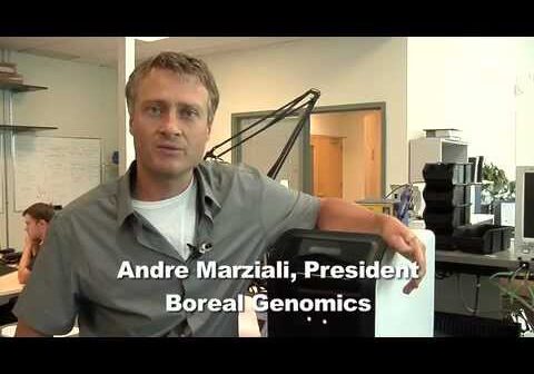 Boreal Genomics Image of Dr. Andre Marziali, the Chief Scientist at Boreal Genomics with device