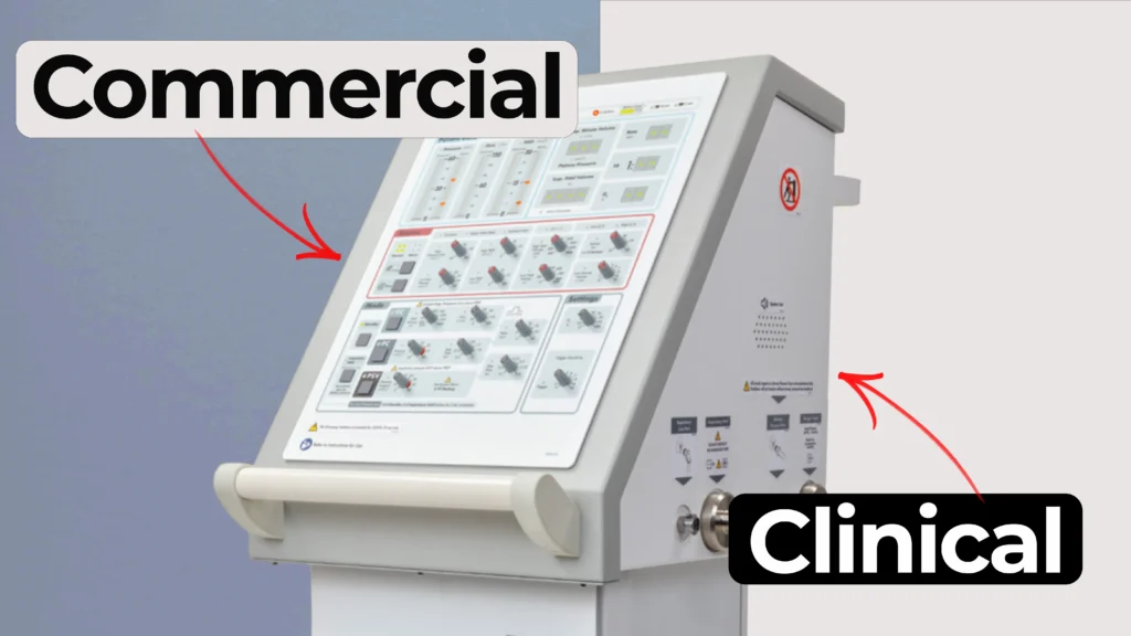 Visual comparison supporting clinical ventilator development and commercial device design.