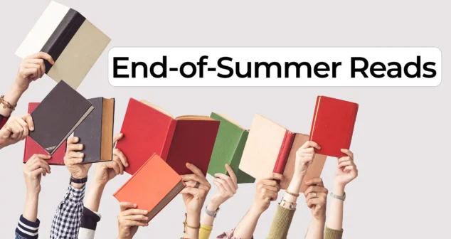 “Hands holding books under the text ‘End-of-Summer Reads,’ highlighting FDA regulatory books and PCR memoirs.