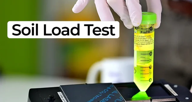 A fluorescent protein assay sample glows under UV light as part of medical device cleaning validation testing.