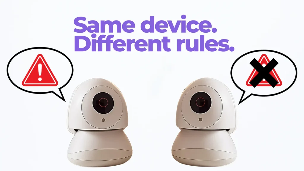 medical vs wellness device example showing alert vs no alert functionality