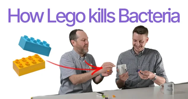 Nick and Nigel demonstrating how aminoglycoside antibiotics work using Lego bricks in a Bio Break episode